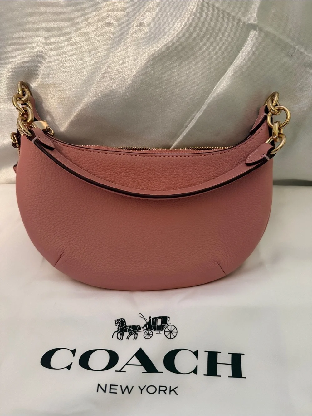 🩷COACH NWT Pink Petal Mini Payton  Leather Shoulder Bag With Gold Hardware